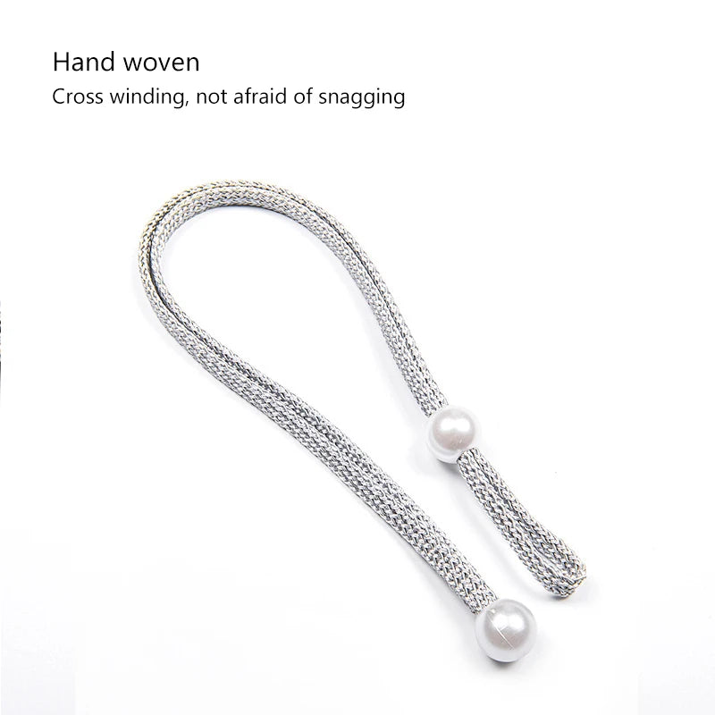 2Pcs Pearl Tiebacks Rope For Curtain Beaded Tie Backs Strap Decorative Holdbacks Home Decoration Curtain Tieback Accessory
