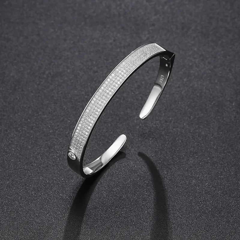 TBCYD Real Moissanite Cuff Bracelet For Men Women 925 Sterling Silver Diamond Open Bangle Trendy Fashion Hand Chain Fine Jewelry