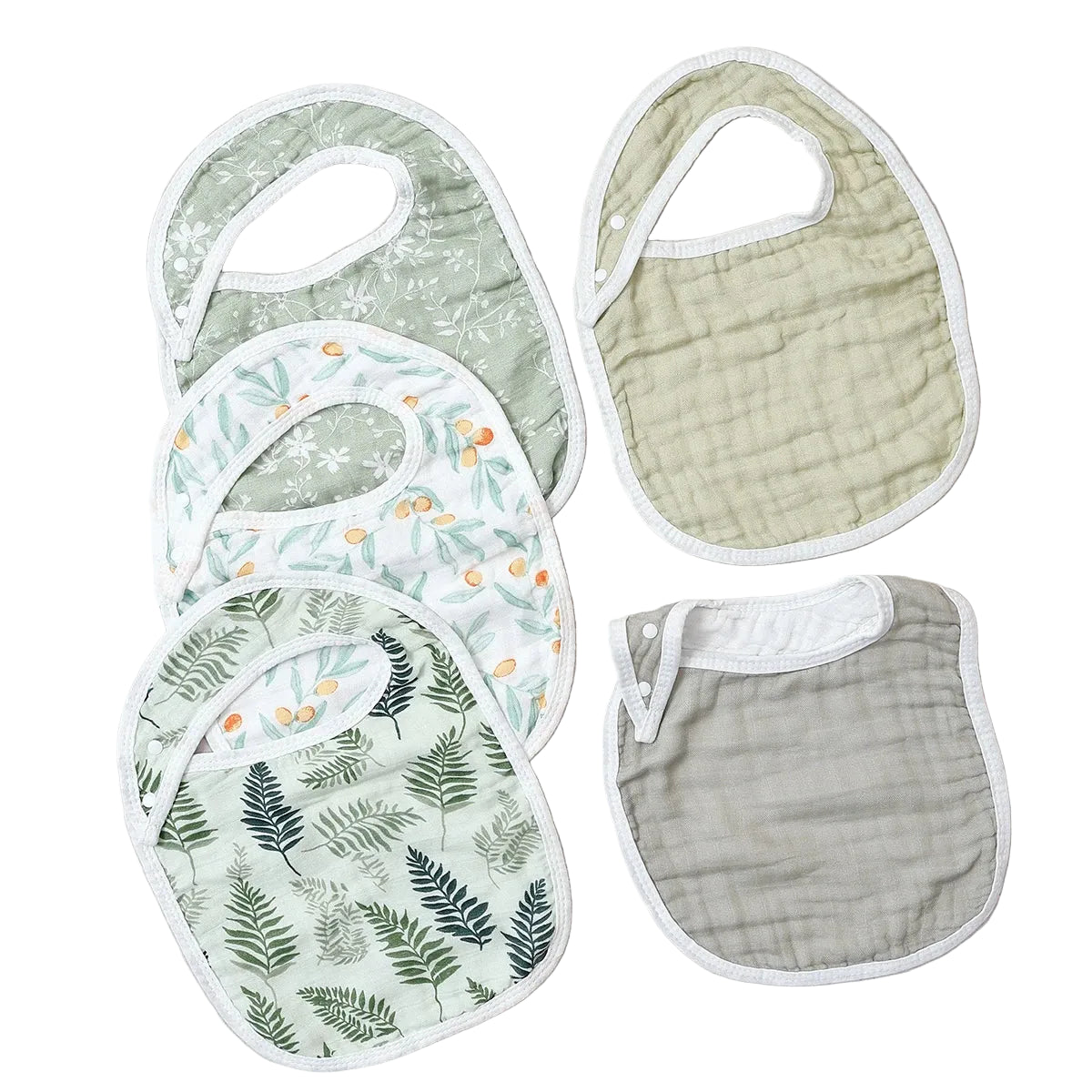 Tejesa 5pcs Set Breathable Bamboo Cotton New born Muslin Feeding Bib/ Antibacterial Baby Burp Cloth