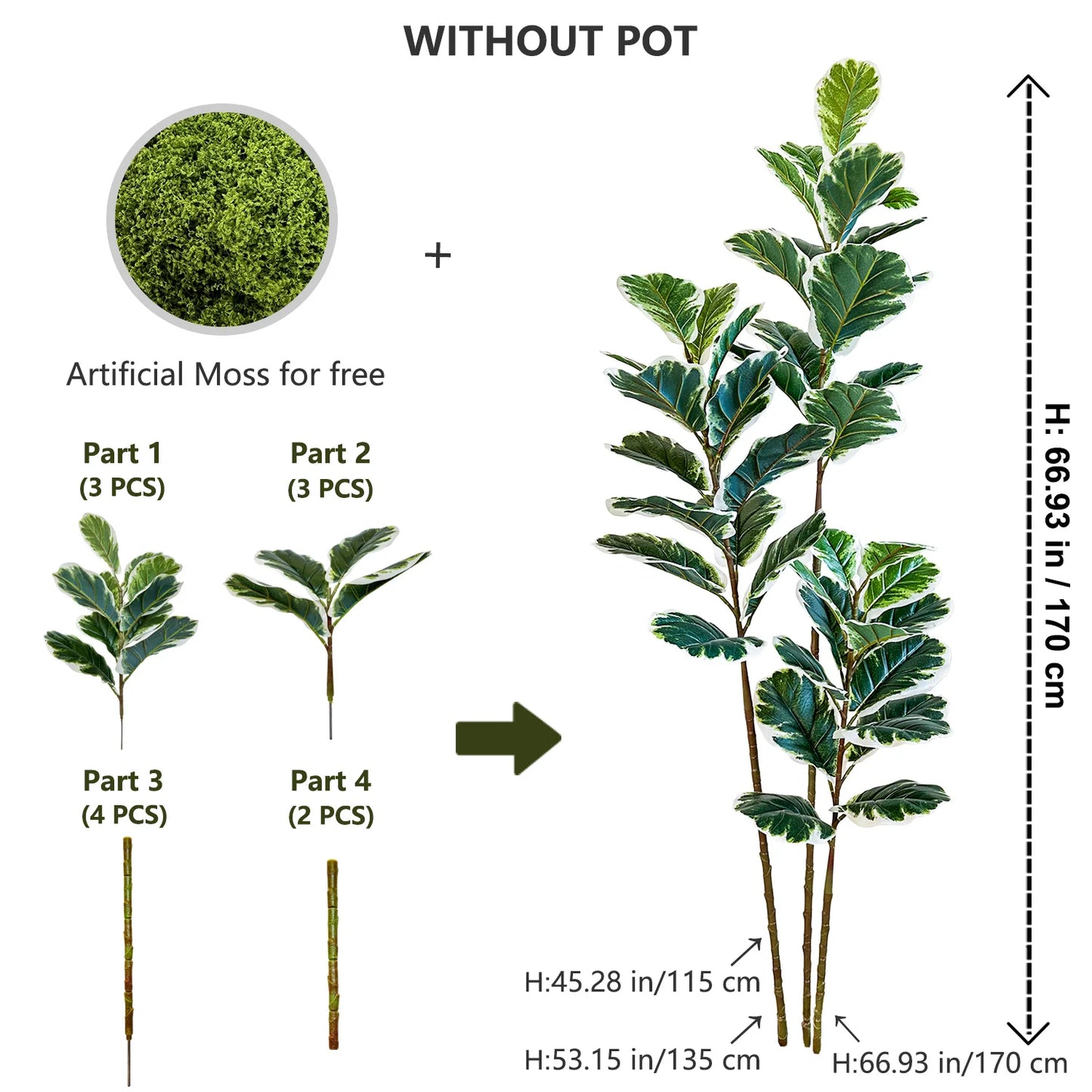 Tejesa 115-240CM New Artificial Fiddle Leaf ficus tree plant Ornament indoor Fake Plant for Home garden Room wedding Decor halloween