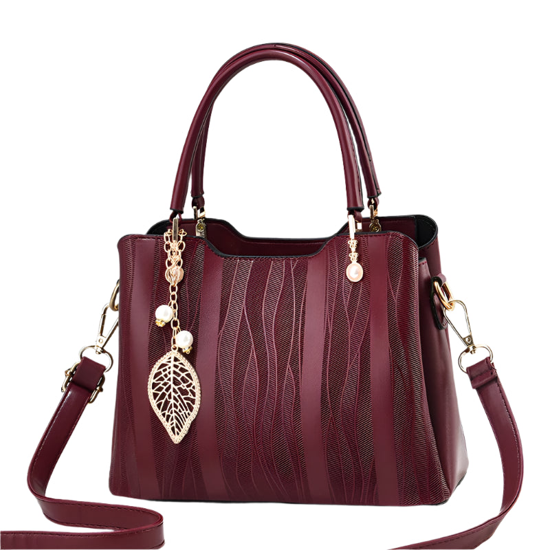 Hemasa  Stripes PU Leather Crossbody Bag / Top Handle Satchel Purse /handbag