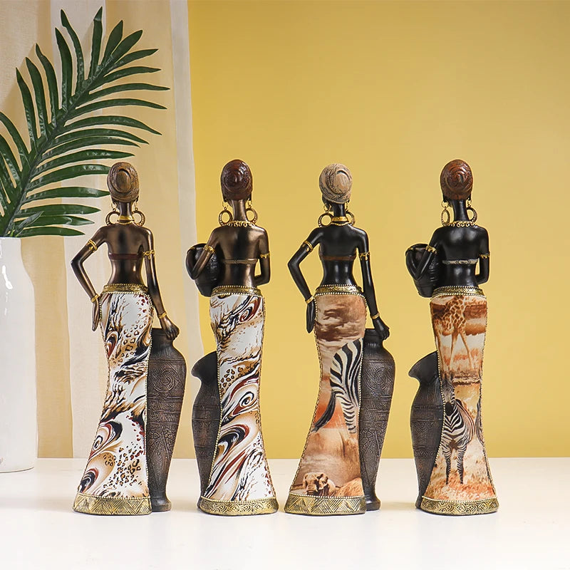 Hemasa African Style Resin Craft Figurines/ Black Woman Art Sculpture for Bedroom/Living Room/Bar Cabinet/ Entryway Decor