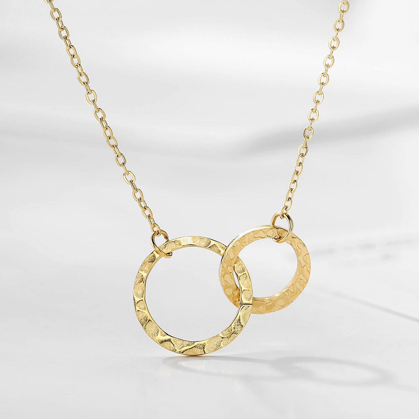 Stainless Steel Necklaces for Women Fashion Thin Chain Minimalist Dainty Double Circle Pendant  Necklace on The Neck Jewelry