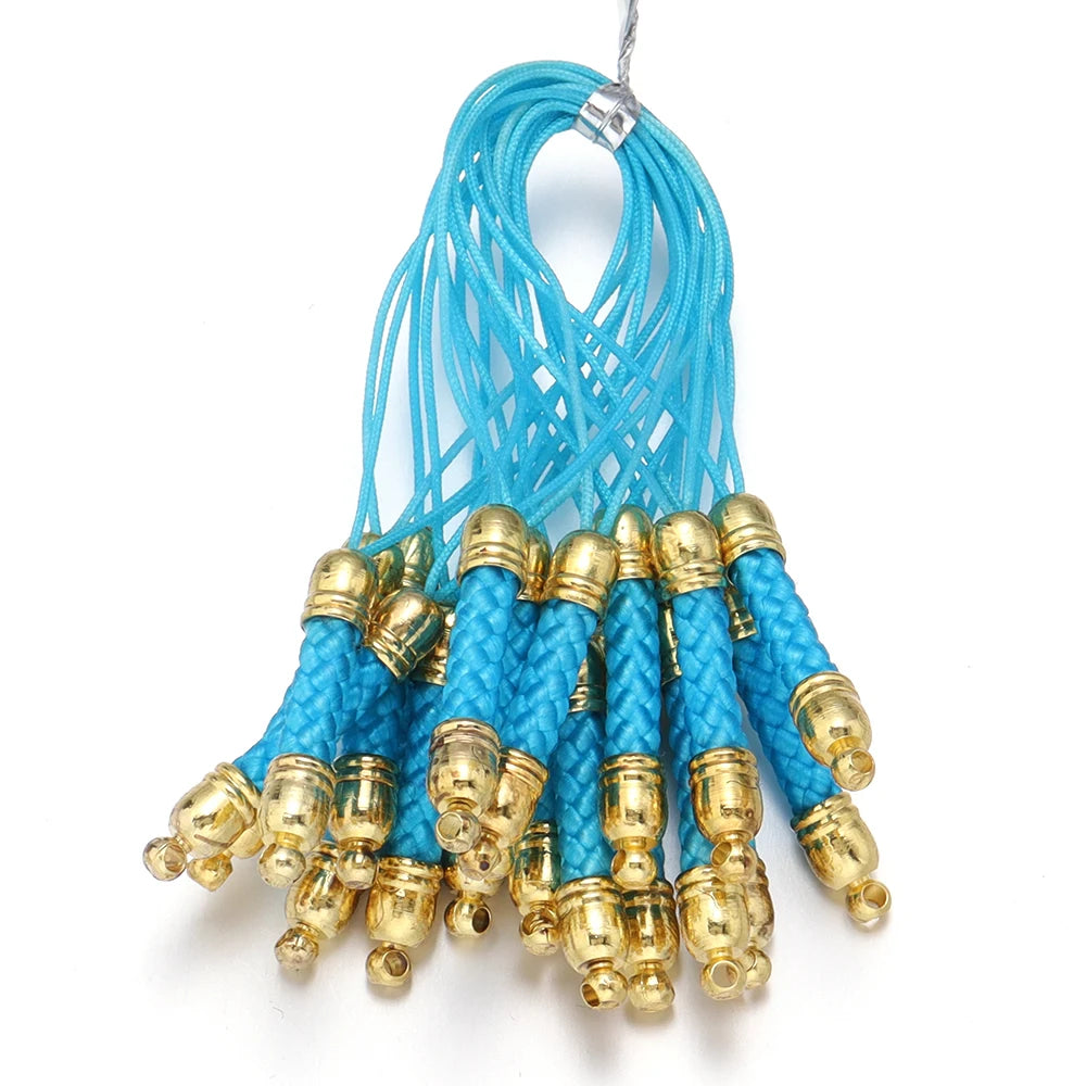 Tejesac 10pcs/Lot 13 Colors Lanyard Lariat Straps with Gold Color Clasp/ Keychain Hooks Rope Bags Charms
