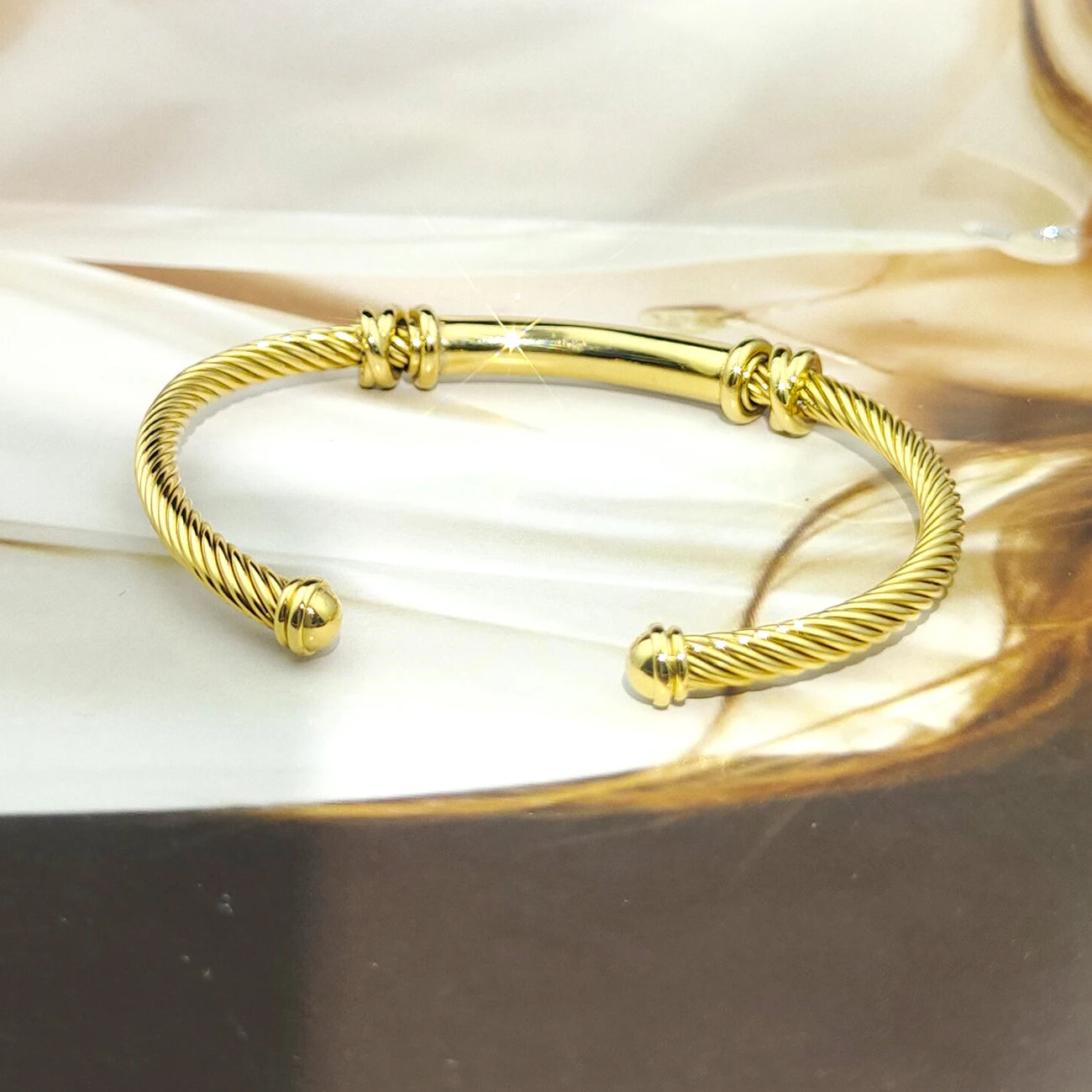 Hemasa Stainless steel  Twisted  steel wire   Cable bracelet  / open adjustable cuff women's bracelet