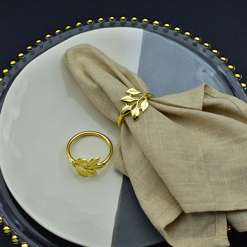 Hemasa 6 Pieces  Leaf Napkin Rings /Buckle Napkin Holder for Christmas