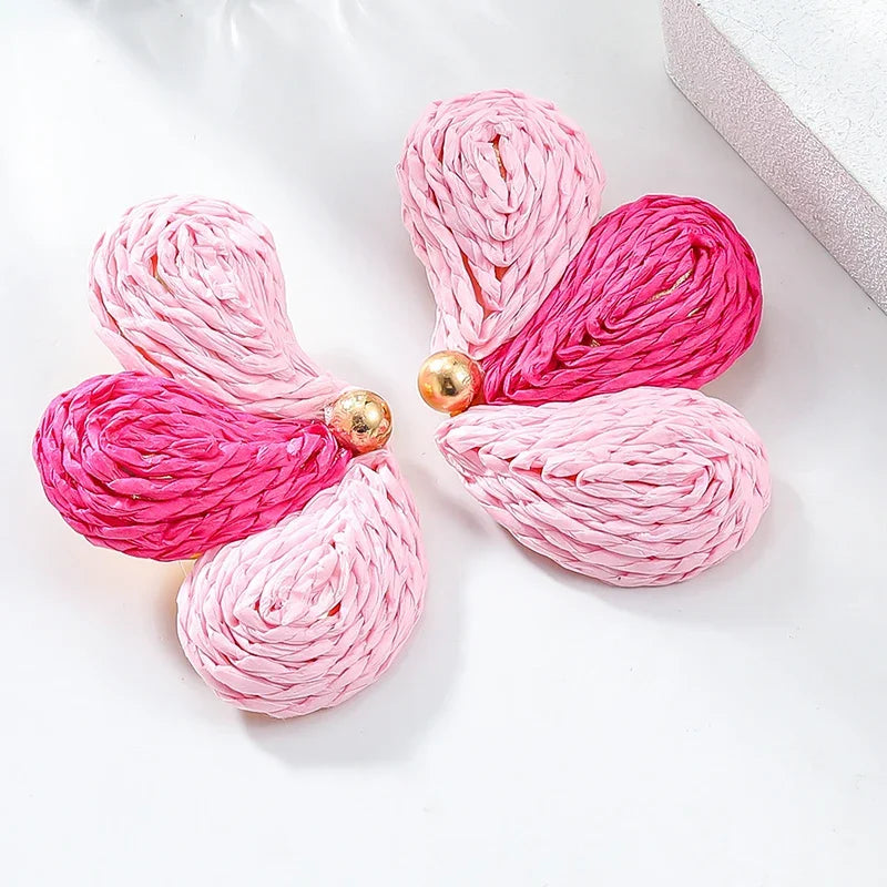 Hemasa Raffia Petal Flower Earrings For Women /Multi Color Fashion Jewelry   For Gife