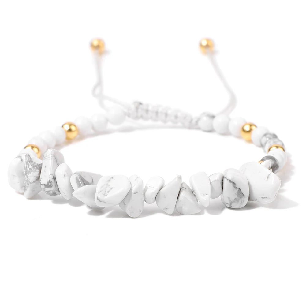 Tejesa Irregular Natural Gem Crystal Stone Beads Bracelet Braided Obsidian Aventurine Amethysts Aquamarin Opal Chip Bracelets For Women