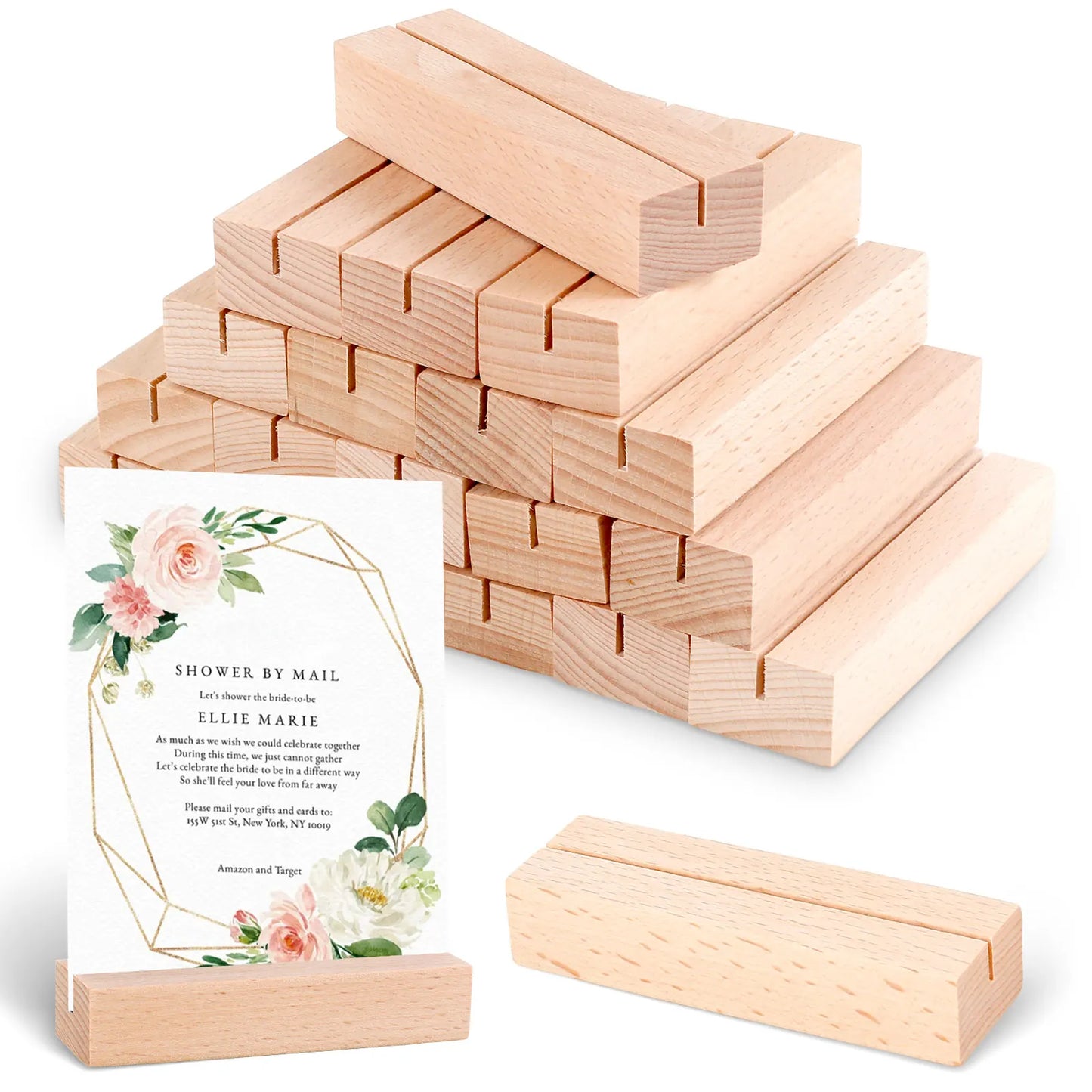 Tejesa 40/20pc Wood Base Dining Table Place Card Holder Table Number Stand Photo Clip Stands Menu Rack Photo Memo Number Name Clip Base