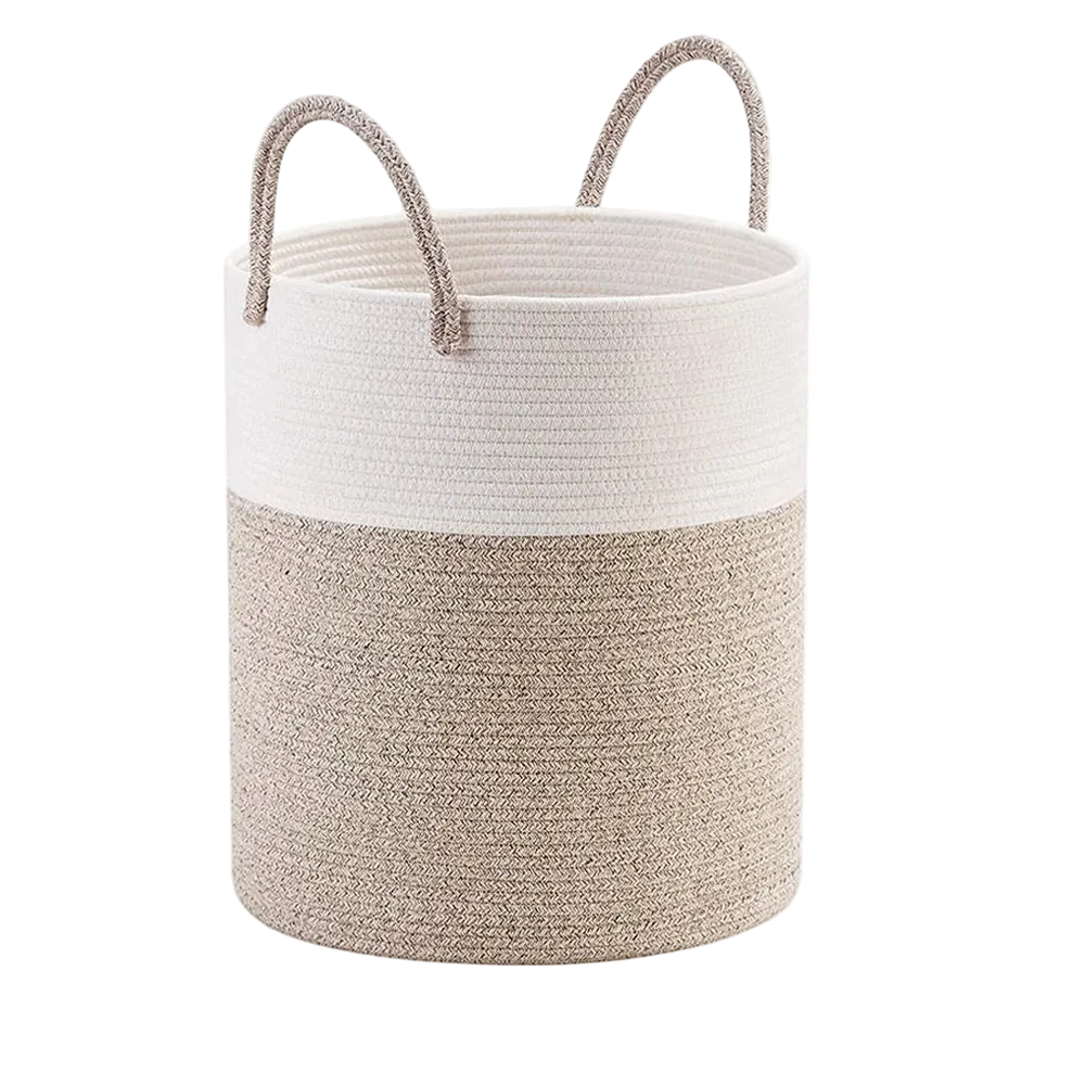 Tejesa Large Rope-Handled Laundry Hamper with Lid - Durable Clothes Basket