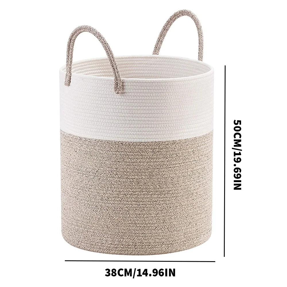 Tejesa Large Rope-Handled Laundry Hamper with Lid - Durable Clothes Basket