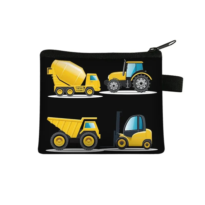 Tejesa Cartoon Coin Purse Keychain Zipper Pouch Kids Wallet Coin Bag Cute Excavator Purses and Handbags Small bag