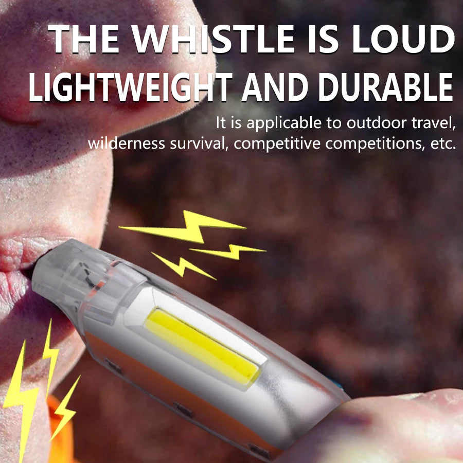 Mini LED Whistle Light USB Rechargeable Camping Keychain Light 3 Lighting Modes Flashlight Outdoor Emergency Torch with Lanyard