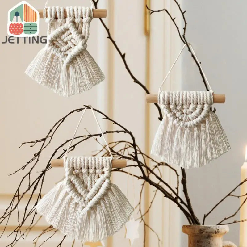 Bohemia Handwoven Macrame Tapestry with Tassels Bedroom Living Room Hanging Decorations Farmhouse Decoration Accessories