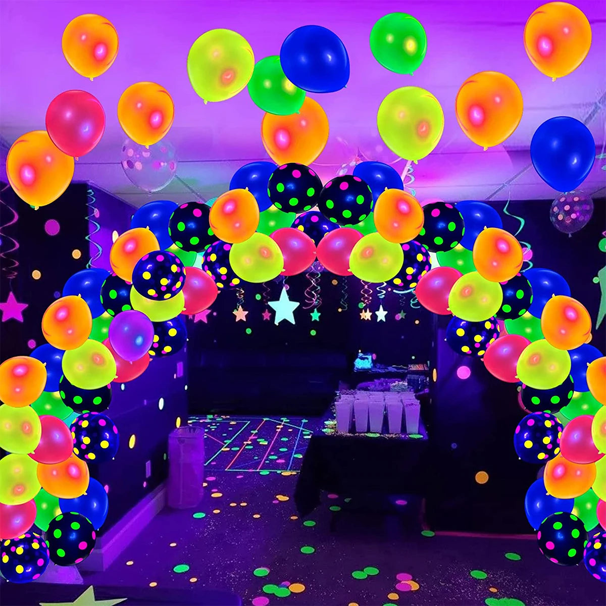 600/90pcs Fluorescent Balloon Luminous Neon Glow Party Decor Ballon Carnival Birthday Wedding Party Safe Latex Festa Palloncino
