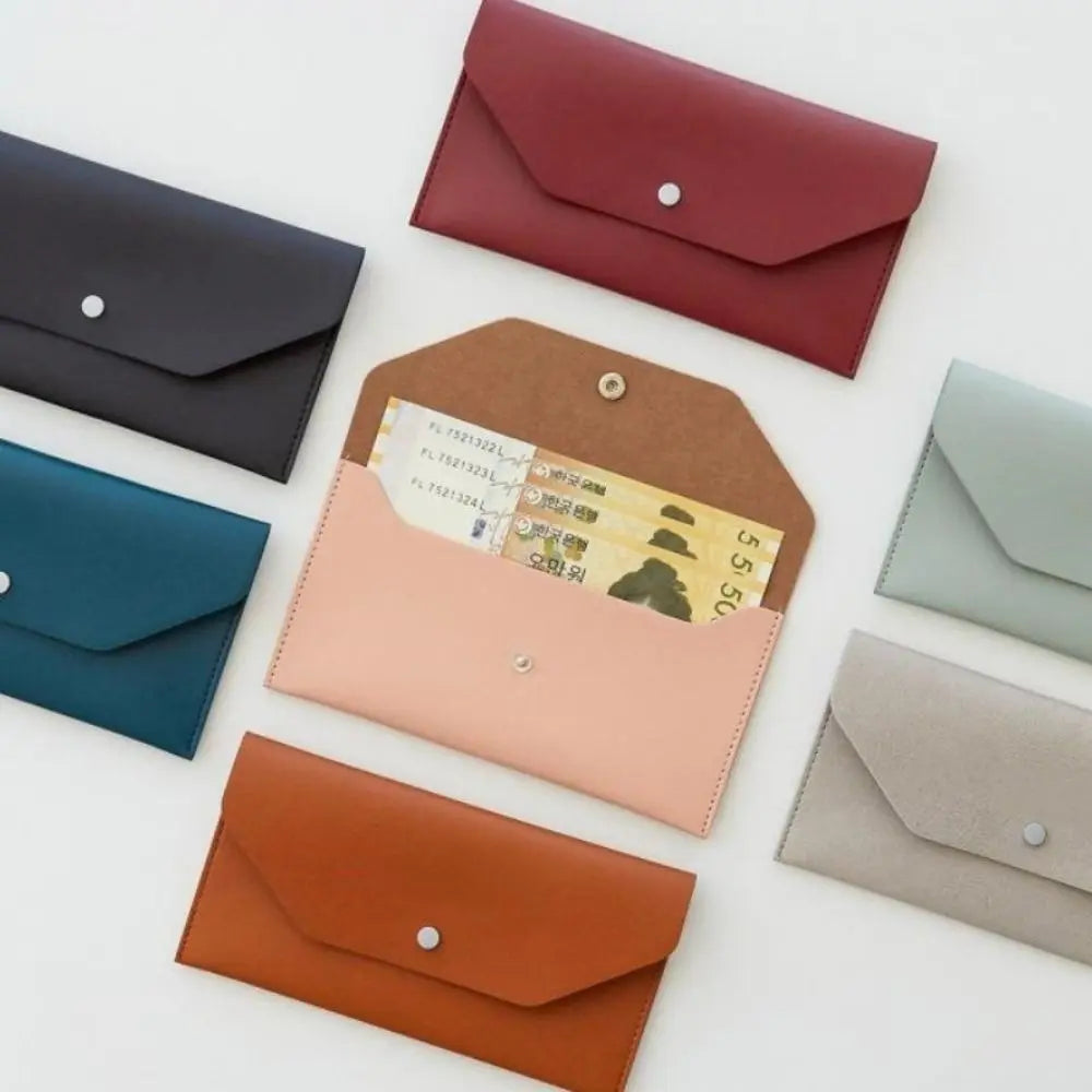 Korean Style Envelope Wallets PU Leather Portable Women Long Clutch Bag Multifunctional Coin Purse Change Bag Female