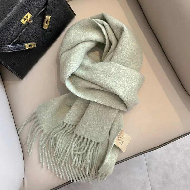China Red Pure Wool Scarf Women's Autumn and Winter Warm Mother Scarf Light Luxury High-end Fringed Shawl