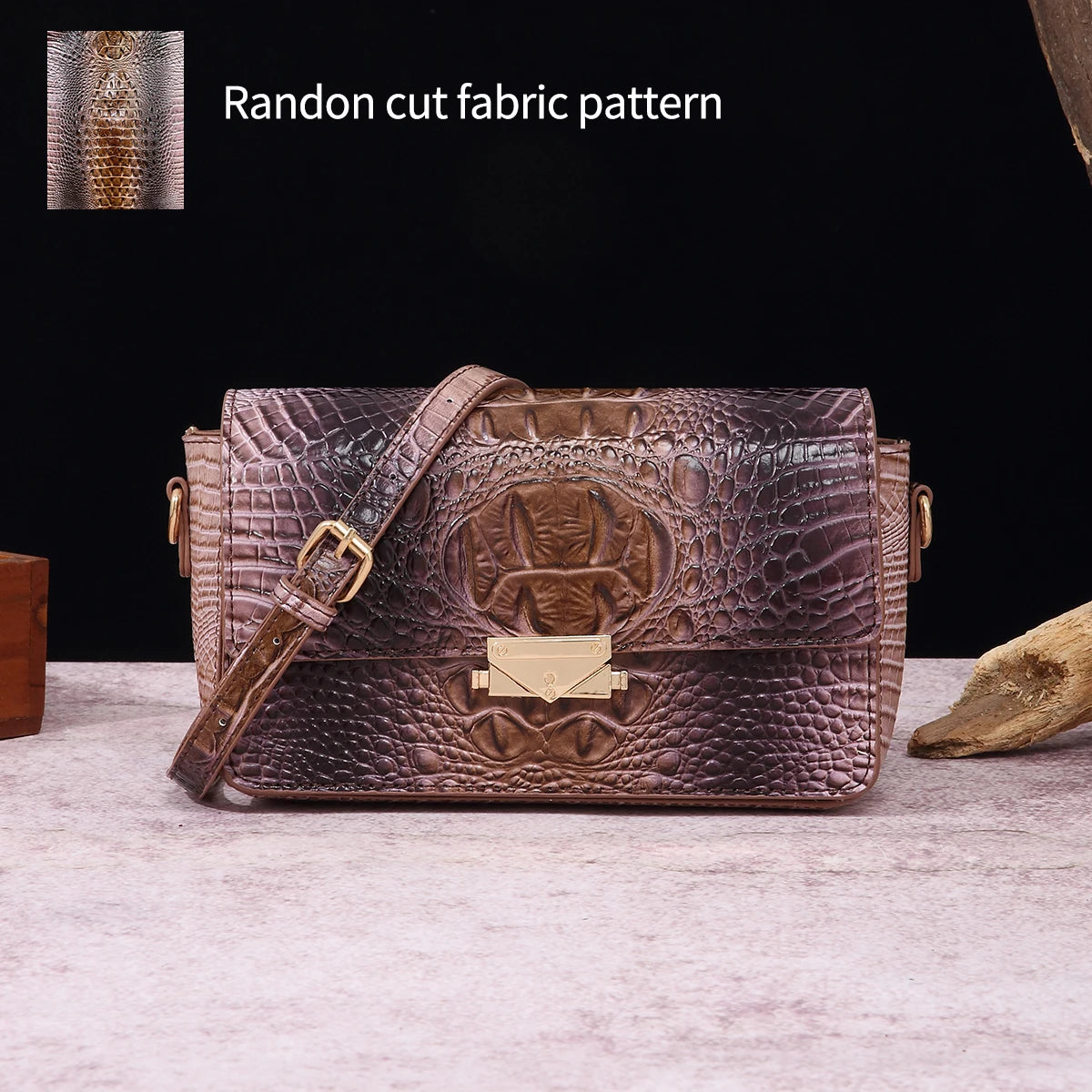 Colorful crocodile pattern classic lock buckle autumn and winter new product crossbody shoulder bag small square bag