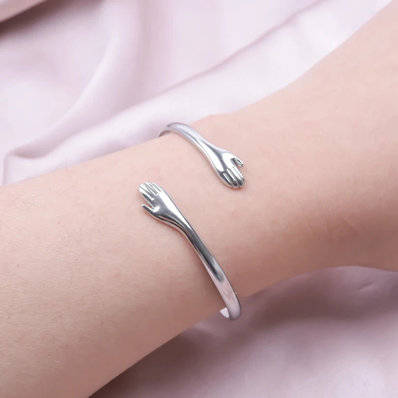 Hemasa Romantic Hug Hands Embrace Adjustable Open Bracelet Love Hand Cuff Bangle For Women/Girls