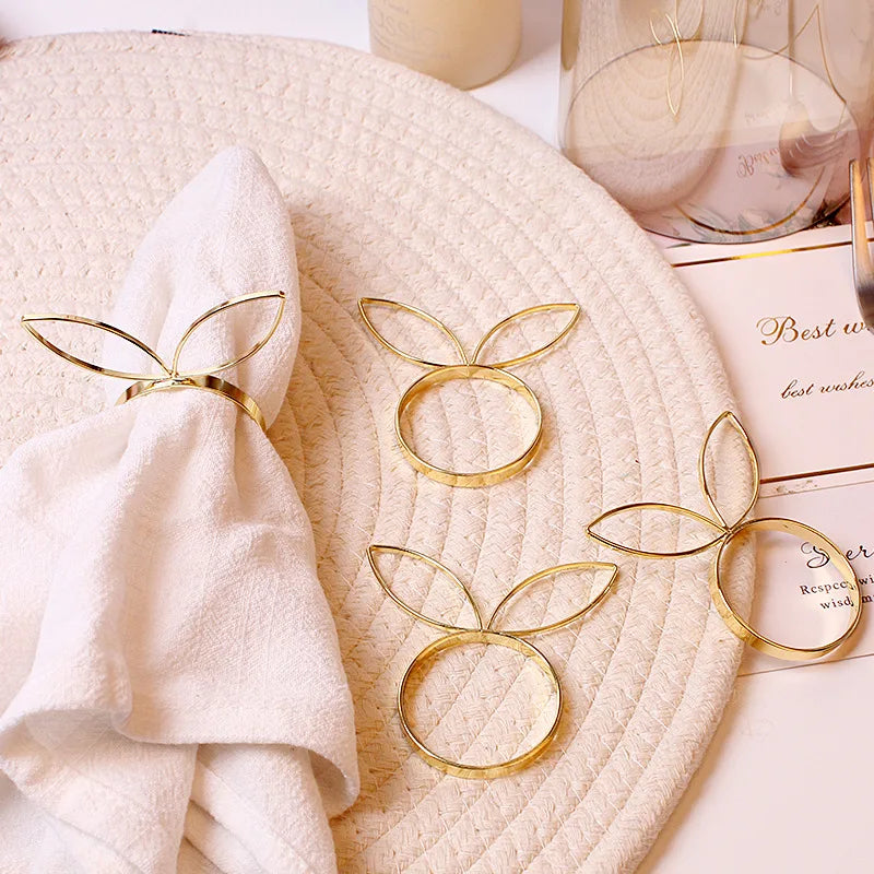 Hemasa 6Pcs Rabbit Ears Napkin Rings /Bunny Head Napkin Holder Rings
