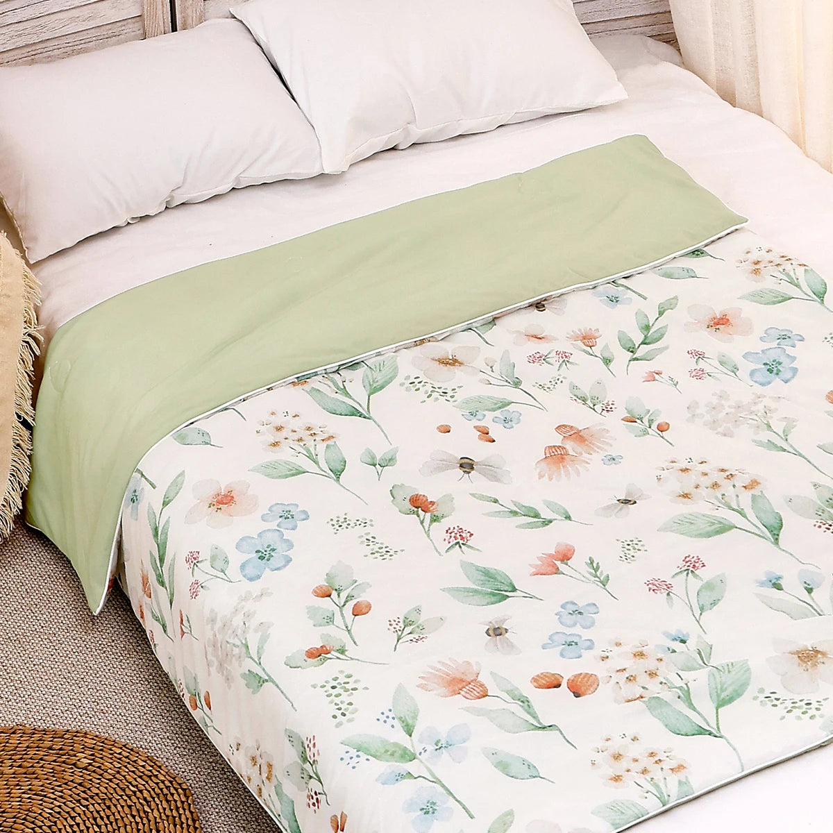 Tejesa Double Side Use Baby Cotton Padded Blanket /Breathable New born Quilt Size 110x150cm