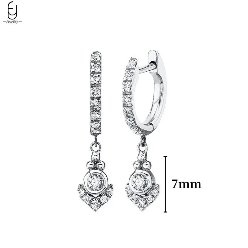Hemasa 925 Sterling Silver Ear Buckles Fashion Hoop Earrings /White Crystal Luxury Women's Earrings Wedding Women's Jewelry Premium Gift