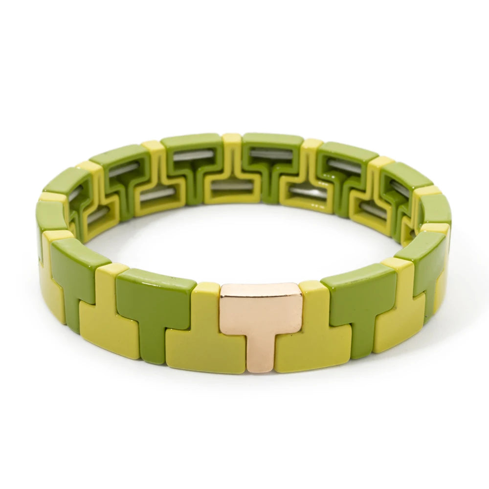 Hemasa  Enamel Colorful Enamel  Beaded Elastic Bangle Bracelet for women/Girls