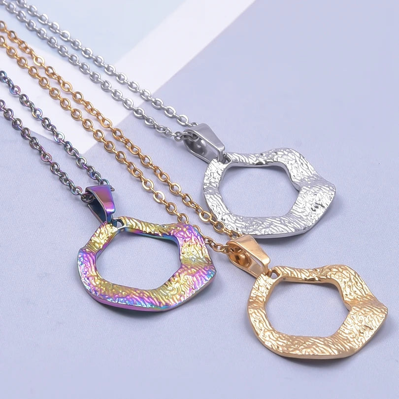 Titanium Steel Trendy Gold Color Geometric Necklace for Women Pendant Choker Long Chain Female Men's Fashion Jewelry Supplies