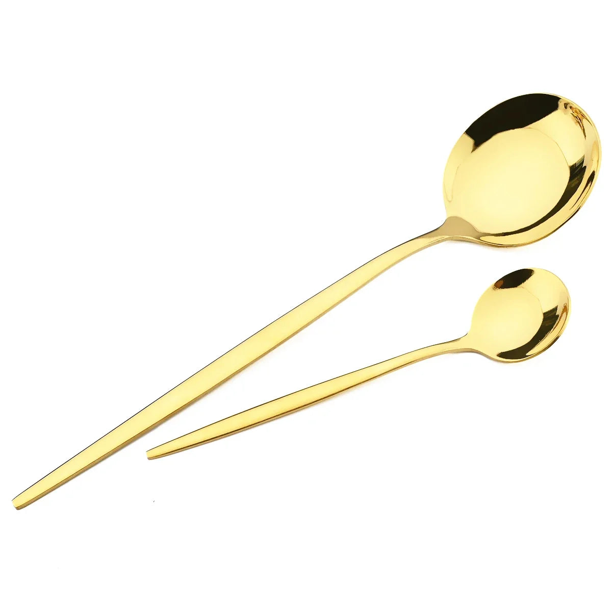 Hemasa 6Pcs  Western Stainless Steel Cutlery Set  Gold Ladle Spoon Dinnerware Dinner Spoon Soup Spoon Tableware Kitchen Silverware Set