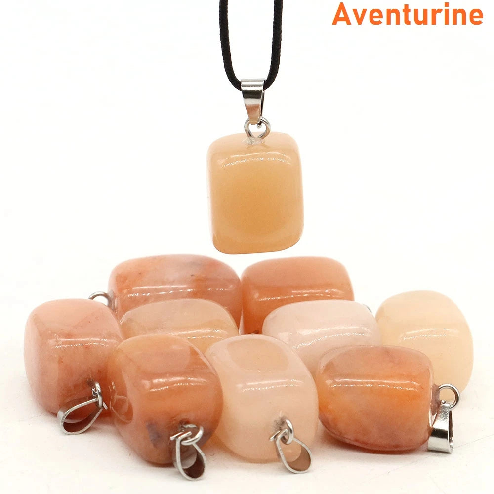 Natural Healing Irregular Tumble Stone Necklace Reiki Mineral Rose Quartz Tiger Eye Pendants for Women Men Jewelry Making Gifts