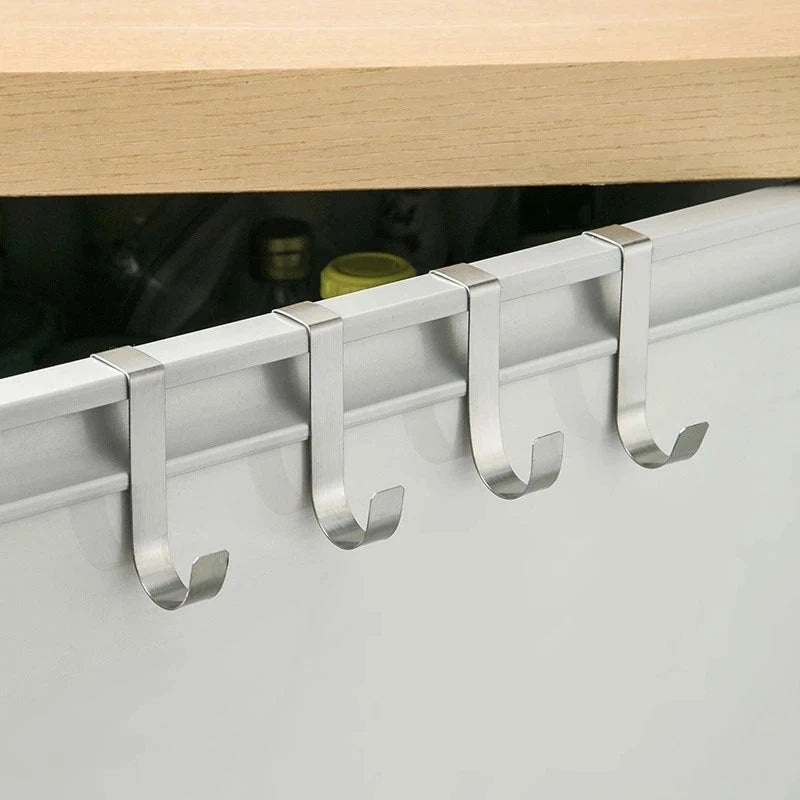 Hemasa 4pcs Multi-Purpose Hooks Kitchen Cabinet Door Back Hook Hanging Rack Clothes Coat Hat Towel Hanger Storage Hook Bathroom Accessories