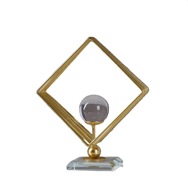 Hemasa Geometric Metal Figurines/ Crystal Ball Model Decorative Crafts/Living Room Desktop Ornaments/ Home Decorati