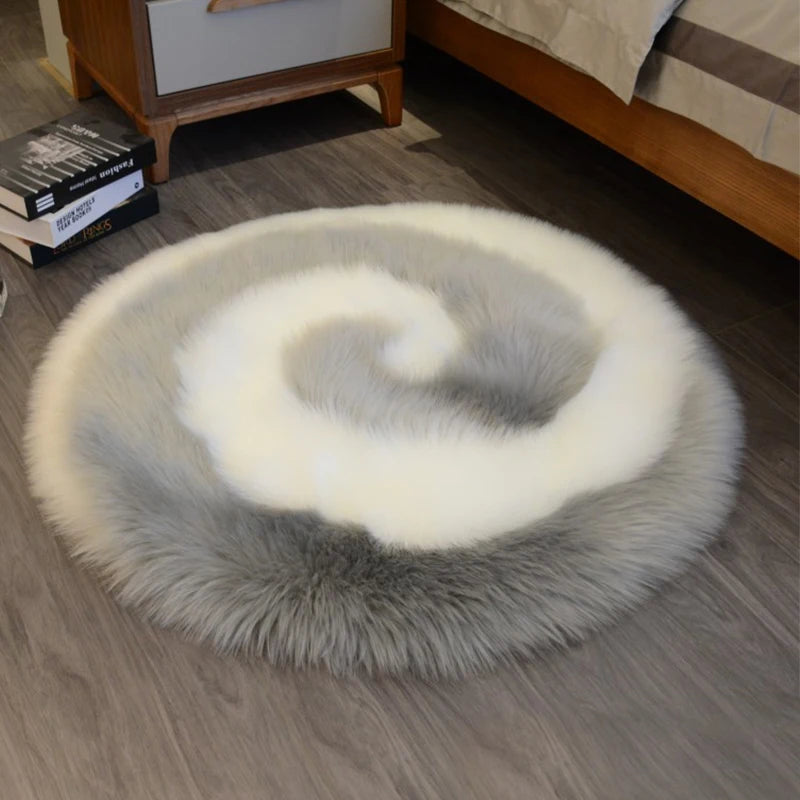 Soft Fluffy Faux Fur Rug Washable Mat Living Room Bedside Shaggy Fur Rugs Small Round Carpets Bedroom Floor Cushion Mats