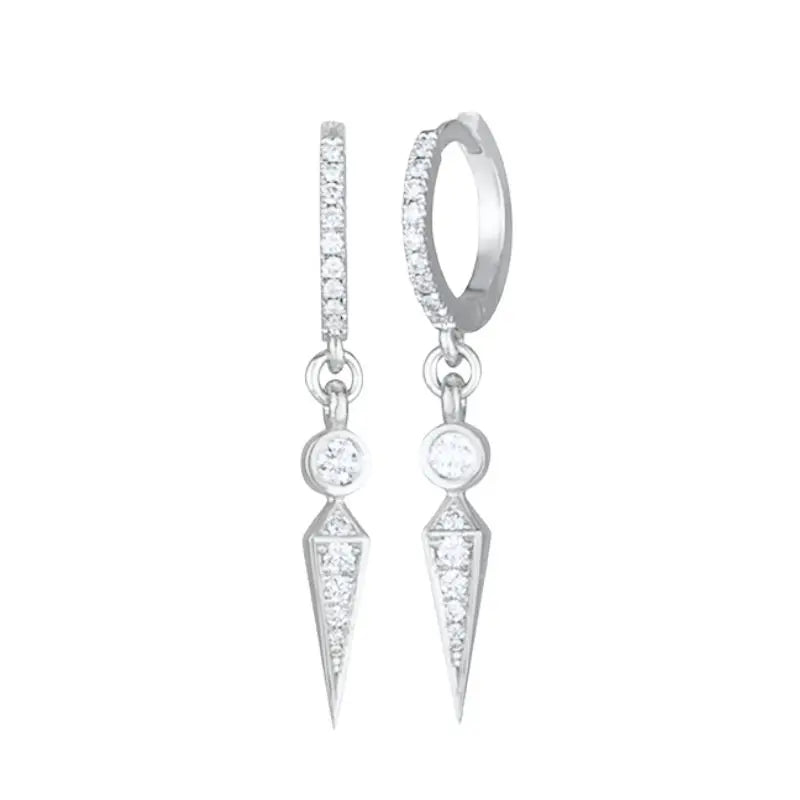 Hemasa 925 Sterling Silver Ear Buckles Fashion Hoop Earrings /White Crystal Luxury Women's Earrings Wedding Women's Jewelry Premium Gift