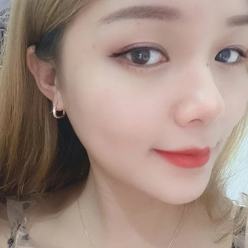 Hemasa  925 Sterling Silver Crystal Fashion Circle Hoop Earrings for Woman/ Wedding Party Gift