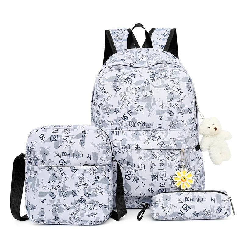 Hemasa 3pcs/set School Bag Backpacks Schoolbag Fashion Kids/ Lovely Backpack for Children Girls Bag