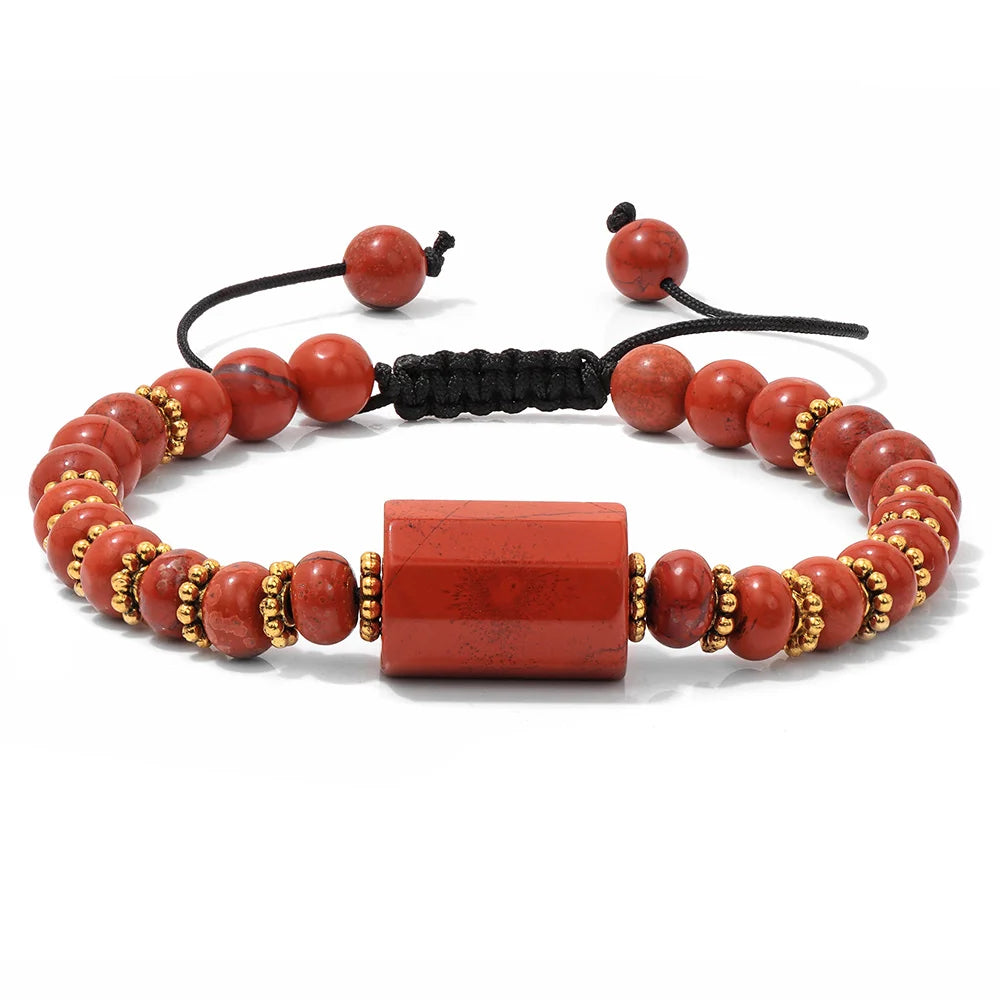 Tejesa Adjustable Cylinder Citrines Woven Bracelets For Women Men Natural Stone Colorful Rondelle Flat Beads Braided Bracelet Jewelry