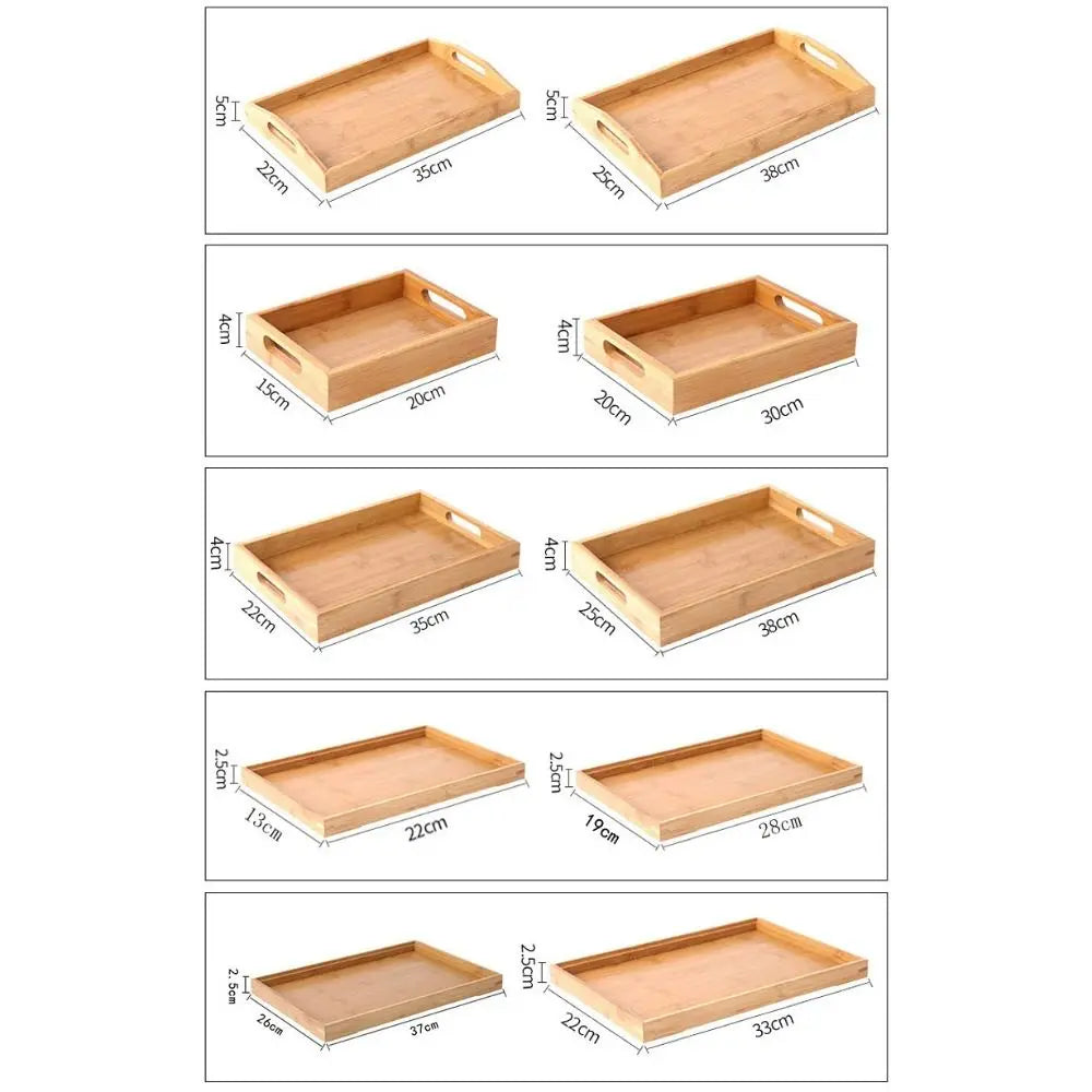 Tejesa Rectangular Storage Tray household Solid Wood Storage Plate Bamboo Water Cup Plate Home Living Room