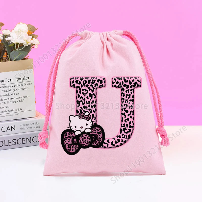 Sanrio Hello Kitty Drawstring Bagfor  Kids /Anime Letter Printed Bags Cookies Candy Storage Bag Wedding Jewelry Gift Bag
