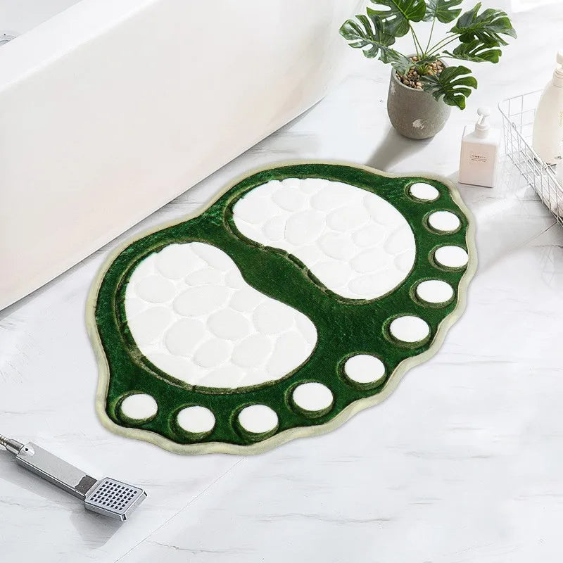 Hemasa Bathroom Rugs Mats Super Absorbent Non-slip Bath Rugs Washable Cobblestone Bath Carpet Cute Foot Shaped Memory Foam Area Rug