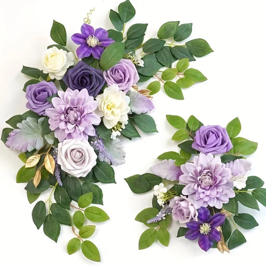 2pcs Wedding Decorative Arches, Reception Welcome Decorations, Outdoor Party Decorative Rose Artificial Flowers