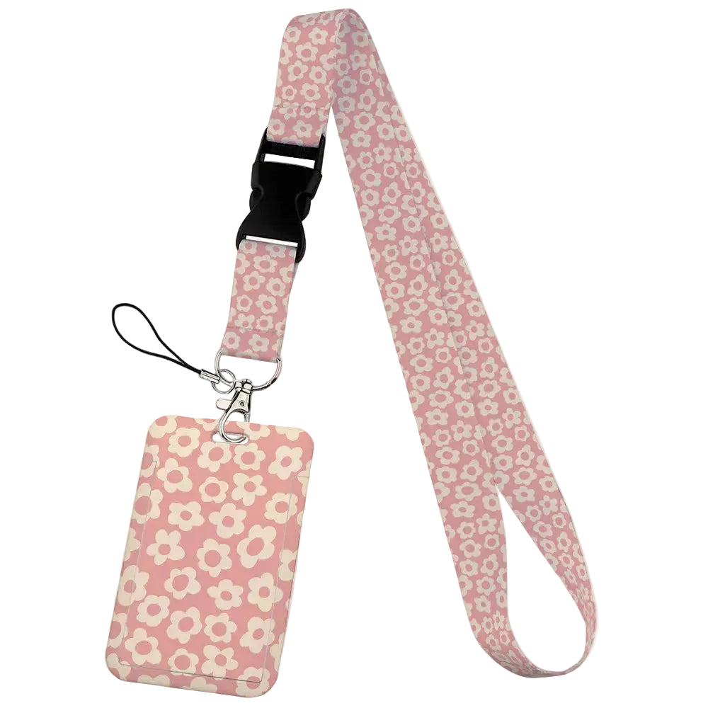 Tejesa  Flower design Lanyard Business Credit Card Holder/ Neck Strap Keychain Hang Rope ID Badge Holder