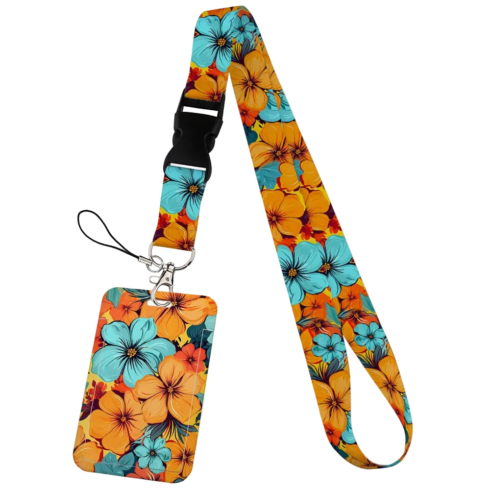 Tejesa  Flower design Lanyard Business Credit Card Holder/ Neck Strap Keychain Hang Rope ID Badge Holder
