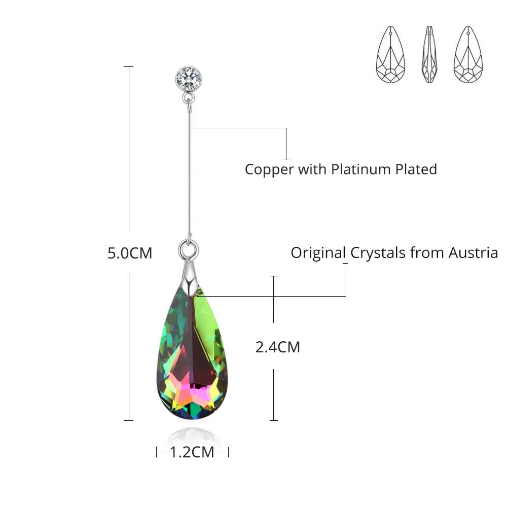 Original Crystal from Austria Water Drop Earrings For Women Earrings Fashion Long Dangle Earrings Wedding Christmas Jewelry