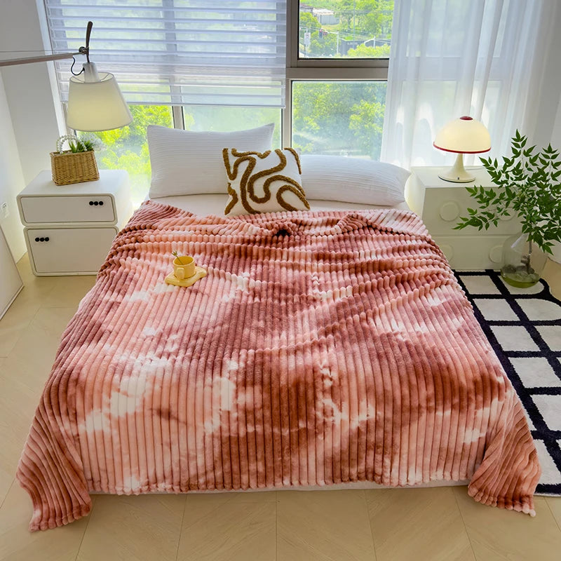 Single/Queen/Super King Thicker Fleece Throw Blanket for Bed or Sofa , Soft Plush Blanket