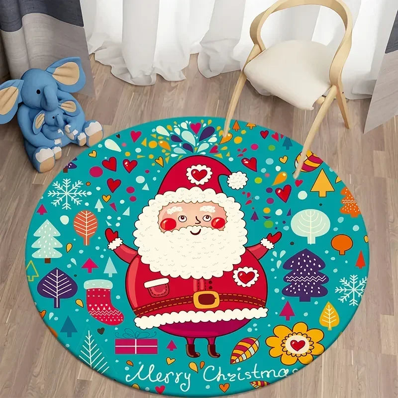 Santa round carpet home living room bed  floor mat kitchen bath   cute children's  decoration