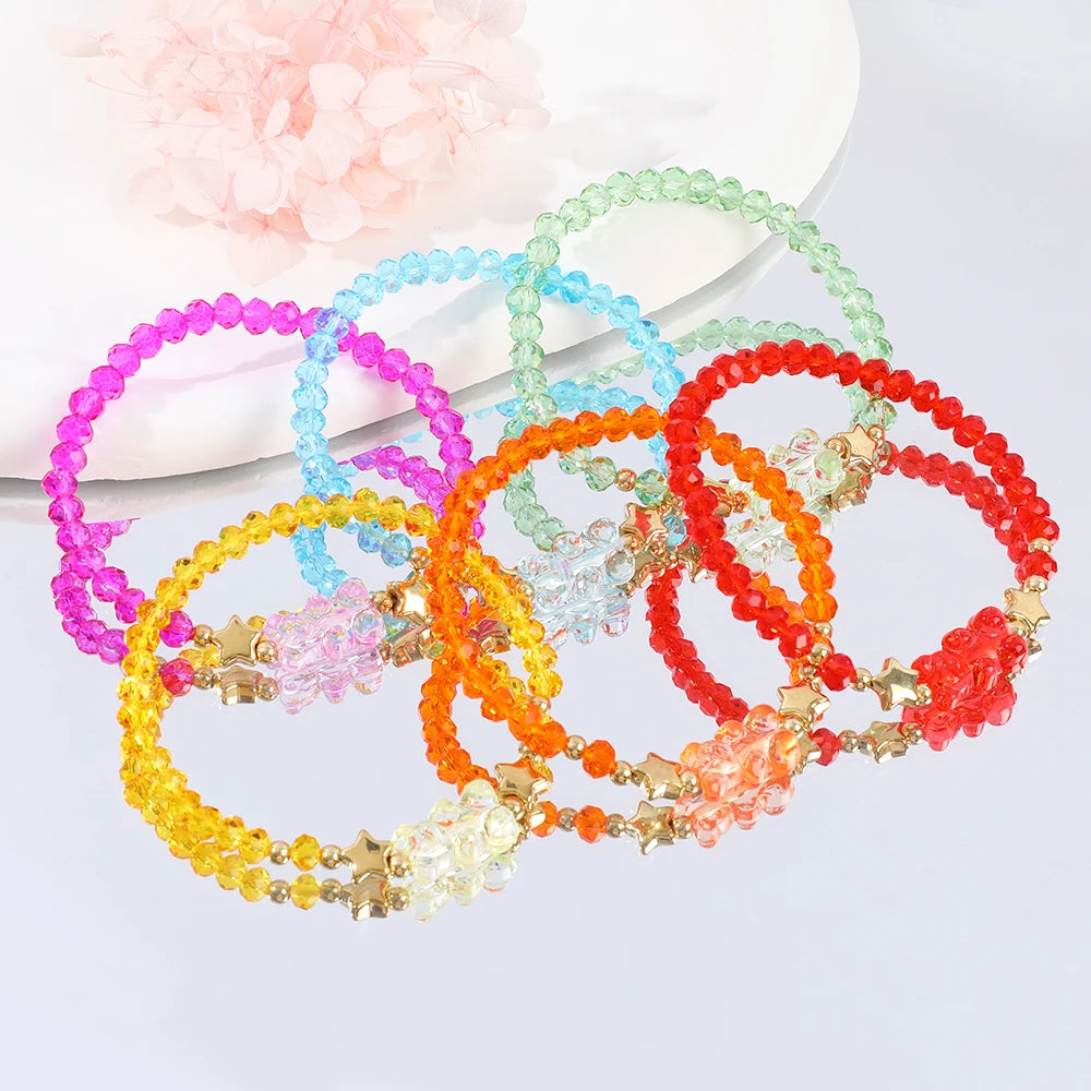 Makersland 6Pcs/set Bear Bracelet for Women Fashion Jewelry for Ladies Girls Gifts Bohemia Multi Layer Beads Bracelet Women