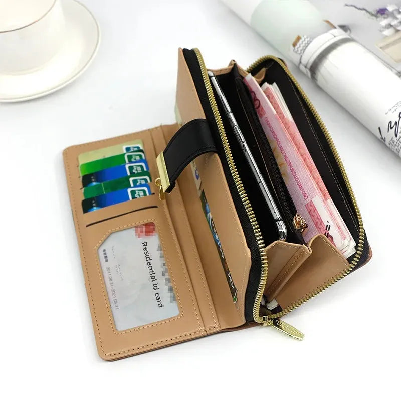Tejesa Long Leaf Wallet Ladies Handheld Phone Bag Hollow out Design New Style Korean Version Bifold Money Clip