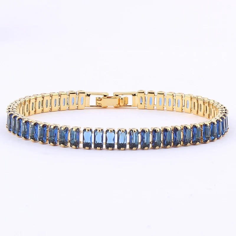 18K Gold Plated Cubic Zircon Adjustable Colorful Bracelets For Women Girls Rainbow CZ Jewelry Best Birthday Party Wedding Gift