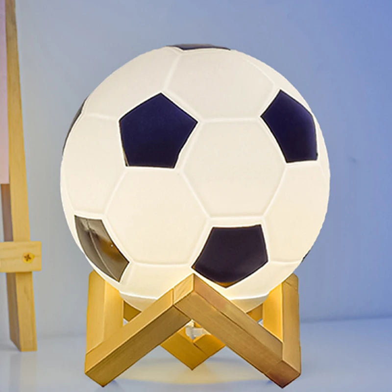 Hemasa Modern Glass Football Table Lamps for Living Room Bedroom Football Desk Lamp Children's Room Home Decor Led Night Light Fixtures